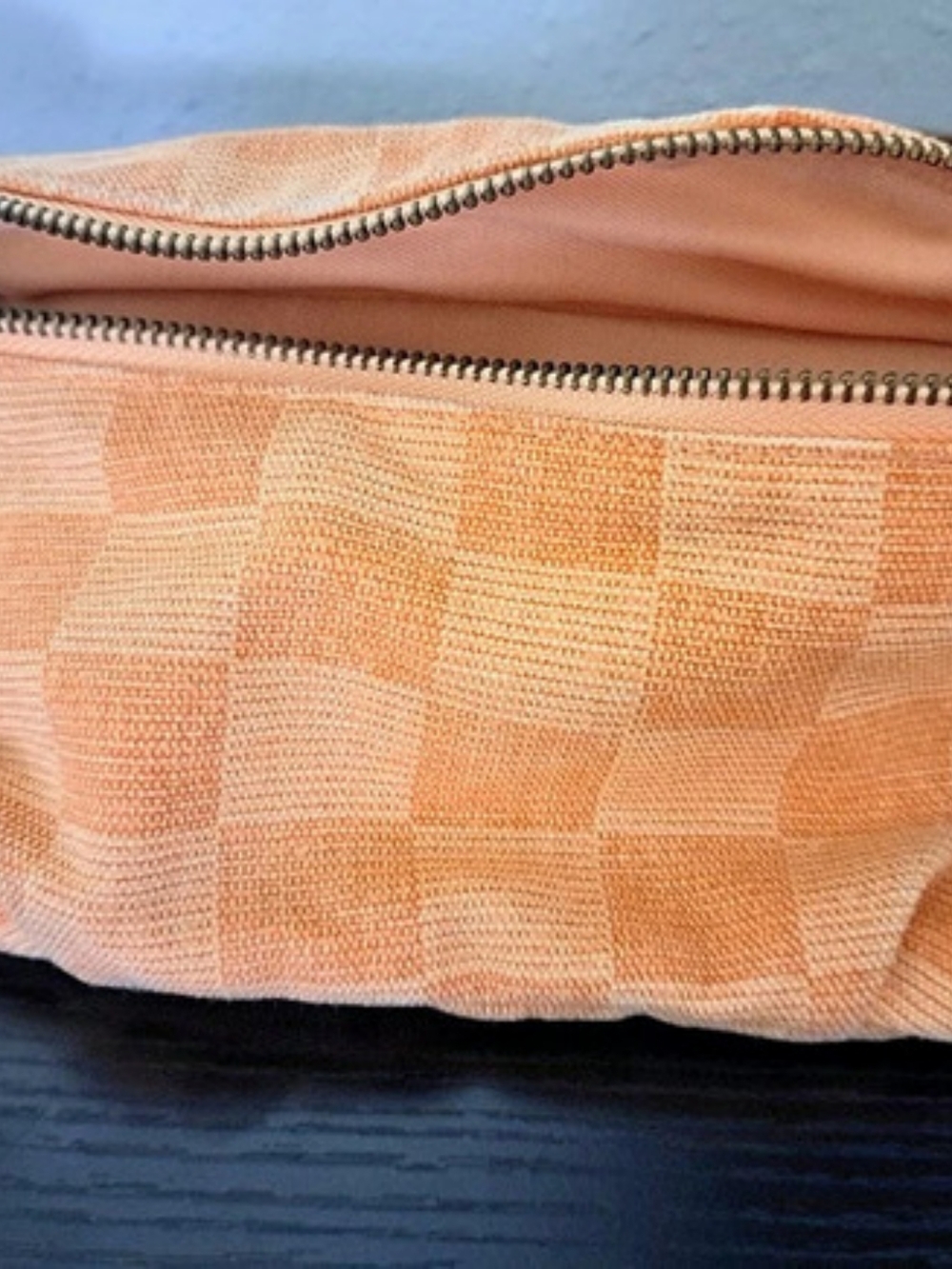 Checkered Shoulder Bag in Orange & Brown Like New
